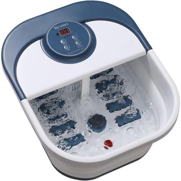 Collapsible Foot Spa Bath Massager with Heat, Bubbles, Pedicure Foot Spa with 8 - Picture 1 of 8